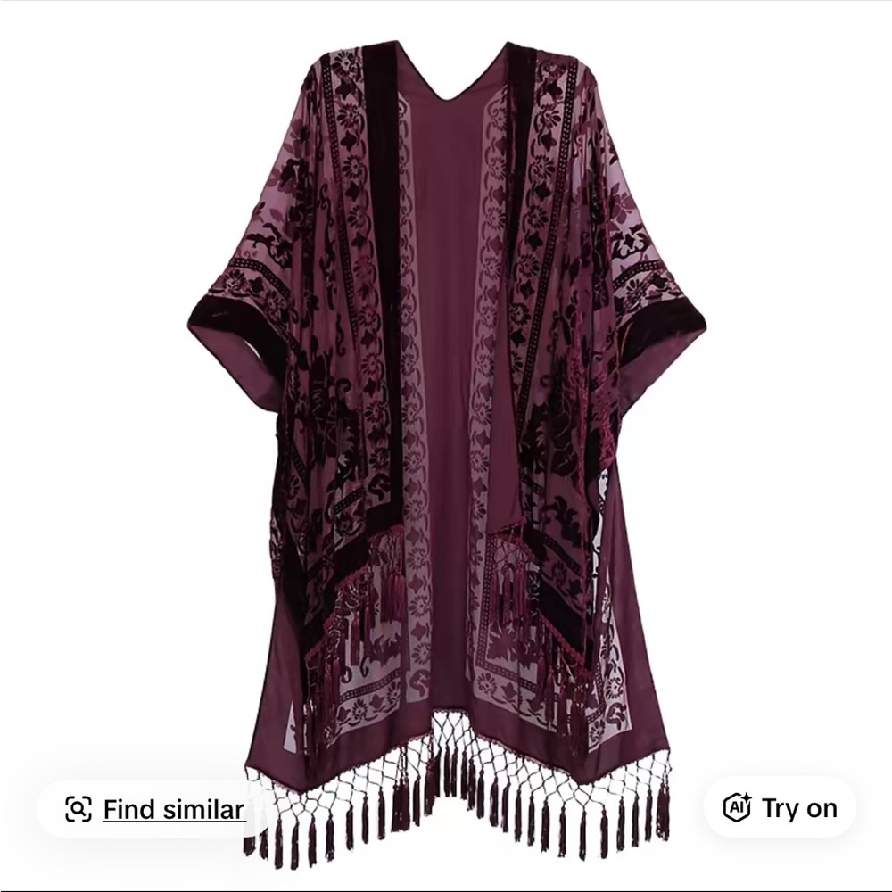 Boho Velvet Kimono NWOT
